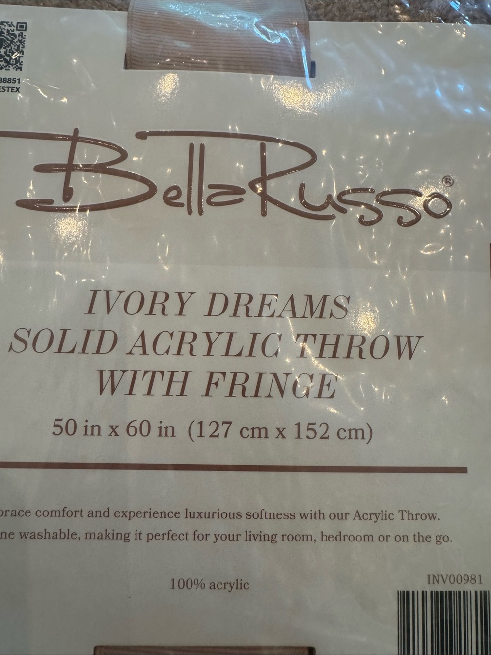 Bella Russo Ivory Dreams Pink Knit Throw Blanket with Fringe 50x60 Boho - Picture 3 of 4